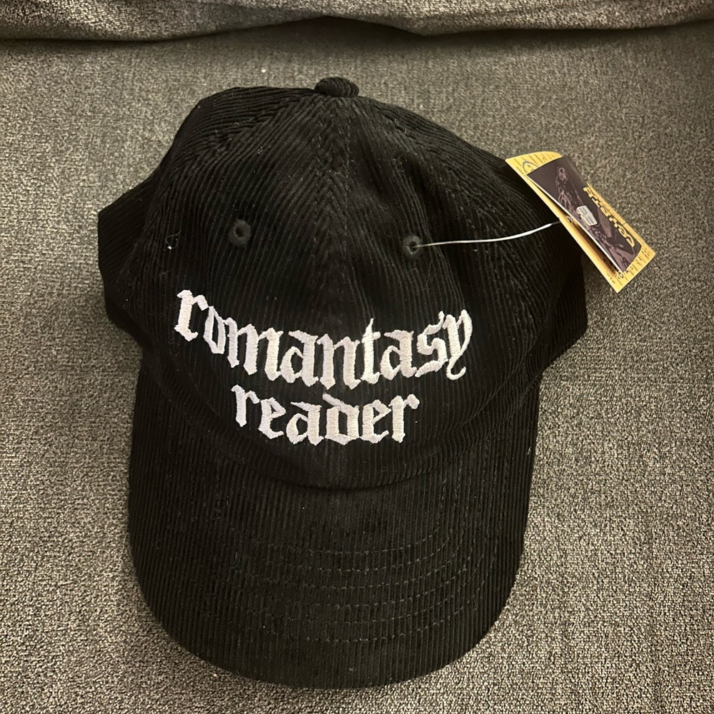 NWT Out of Print “Romantasy Reader” Black Corduroy Hat